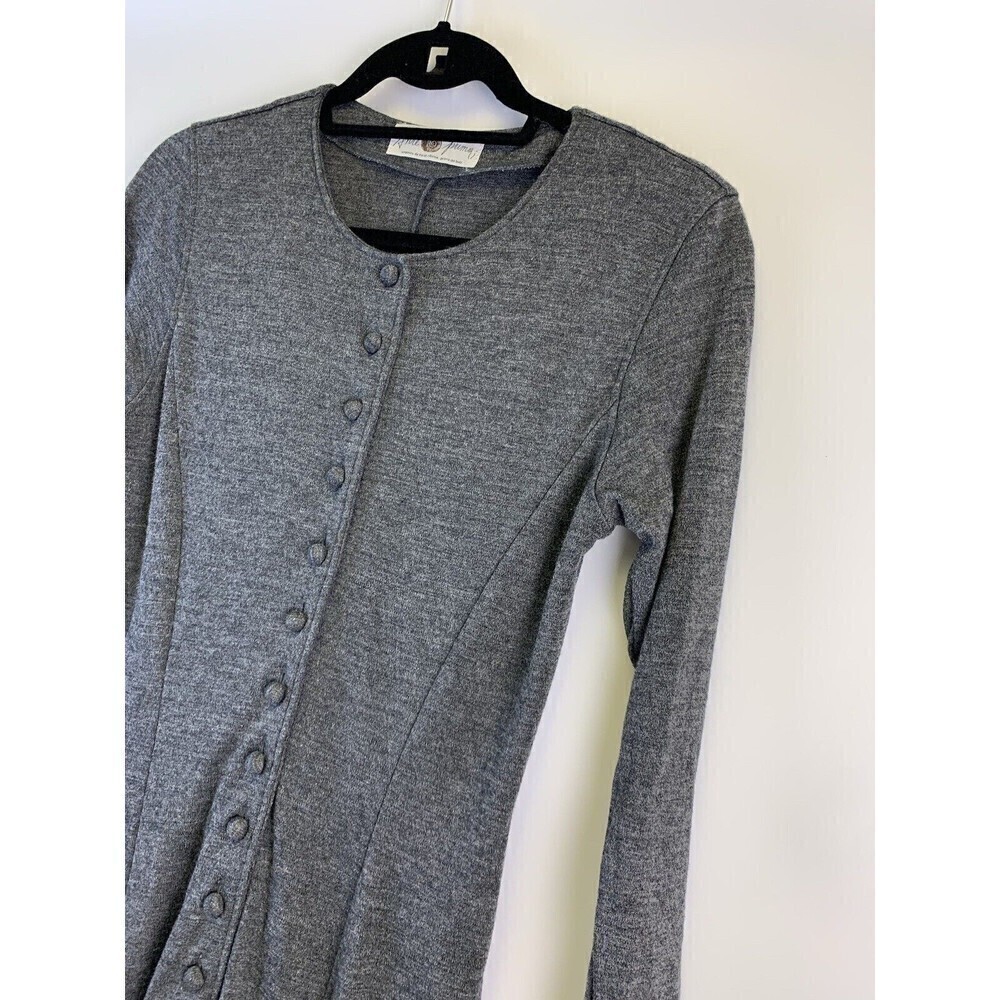 BOGO Anteprima Long Sleeve Flare Midi Dress Gray Wool Blend Buttons Womens Small - Picture 5 of 14